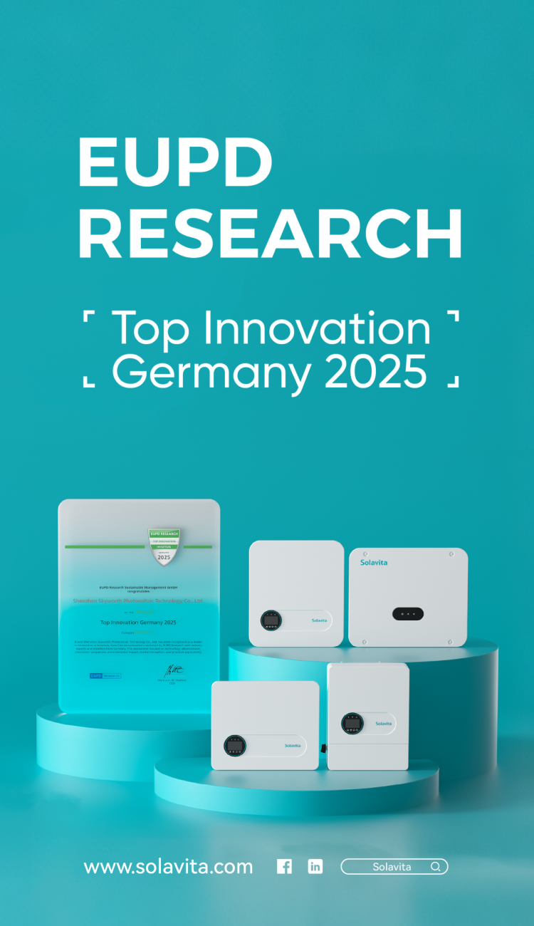 Solavita inverter  wins EUPD Top Innovation Germany 2025 award, showcasing certified inverters and brand recognition